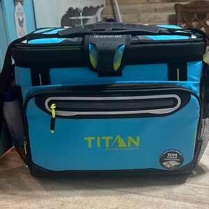 Titan Blue Duffel Cooler Bag with Neon Yellow Accents